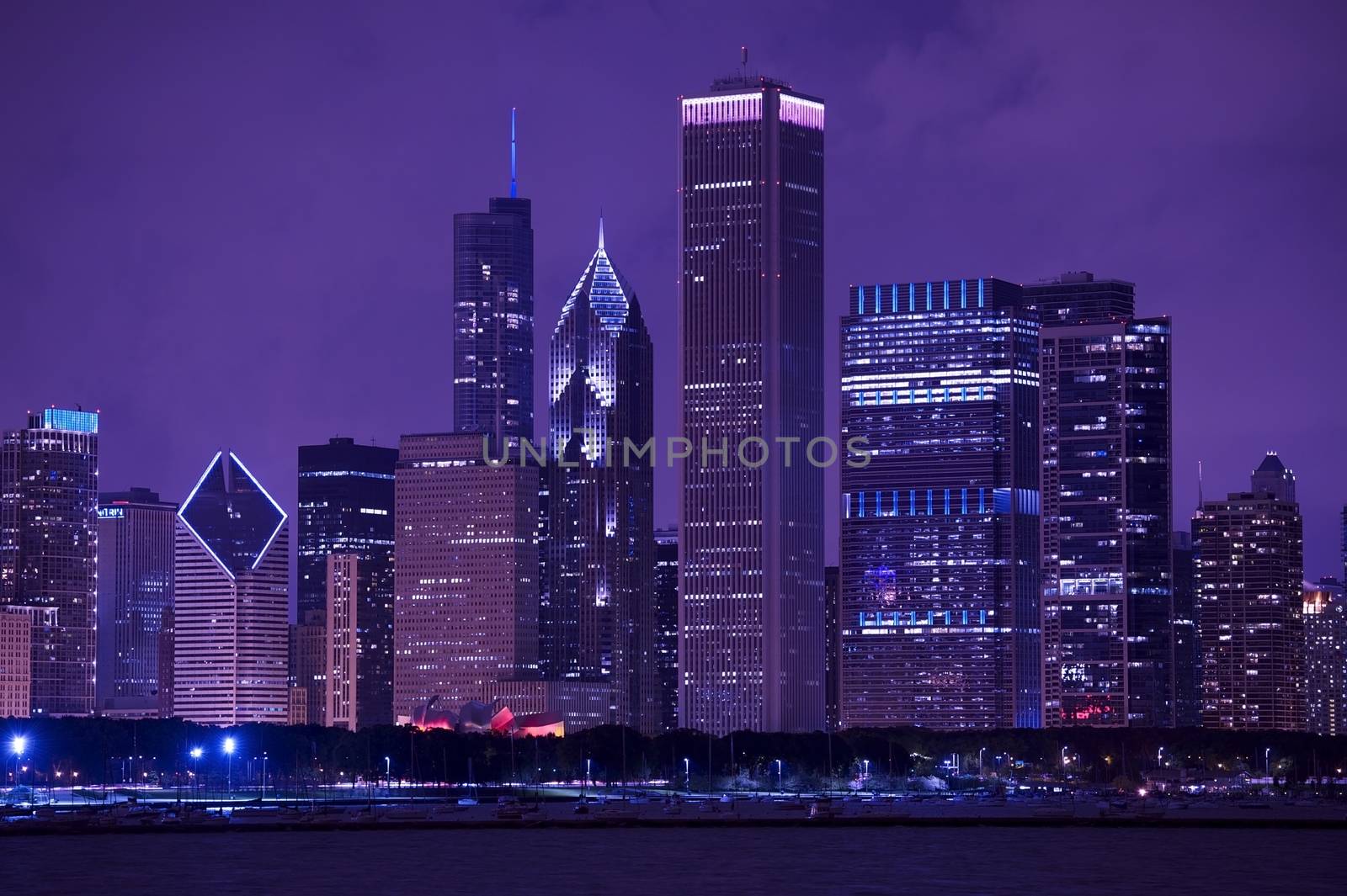 Chicago Cityscape After Dark. Chicago Skyline Photography.