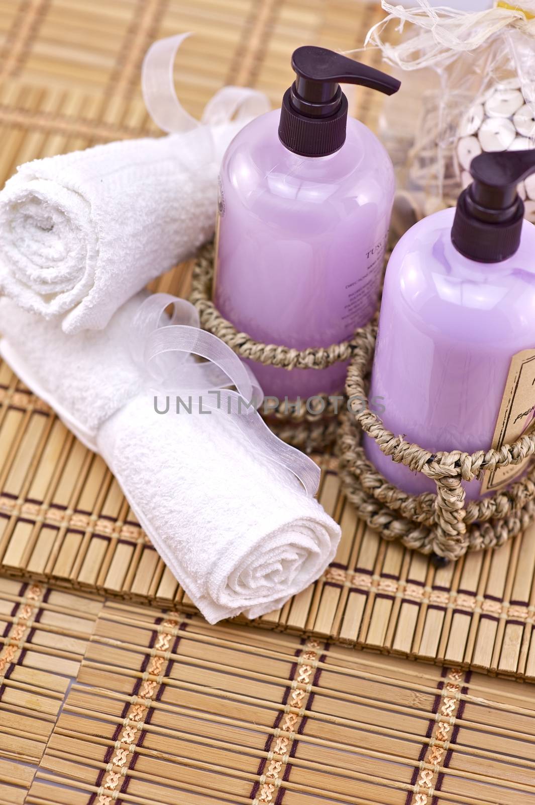 Bath Soaps and Towels. Bathroom Set. Bathroom Decoration Elements