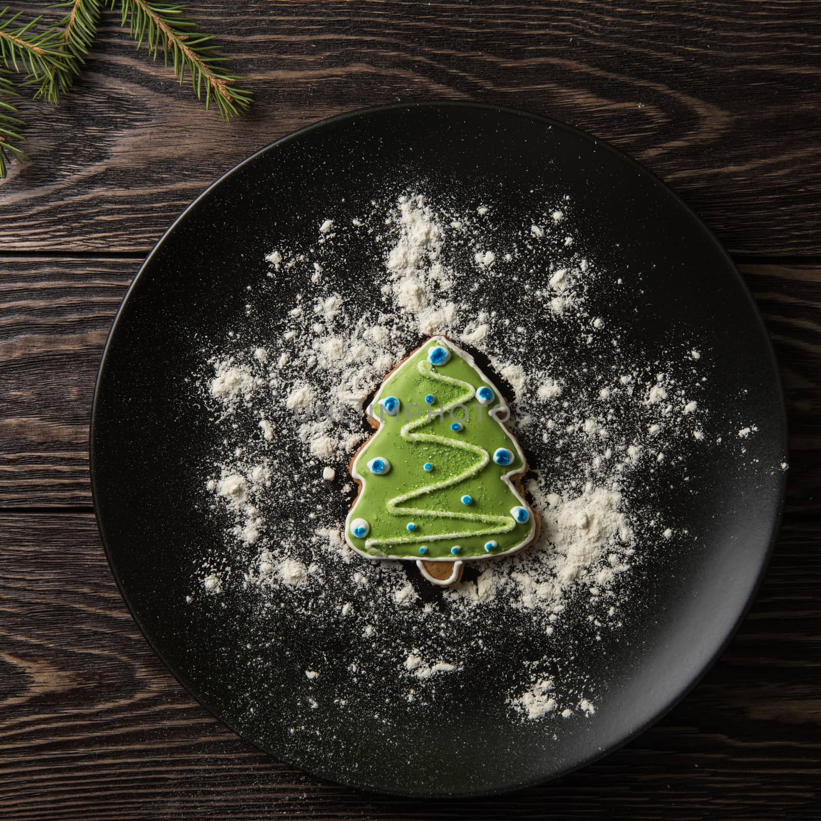 New year homemade gingerbread on the plate