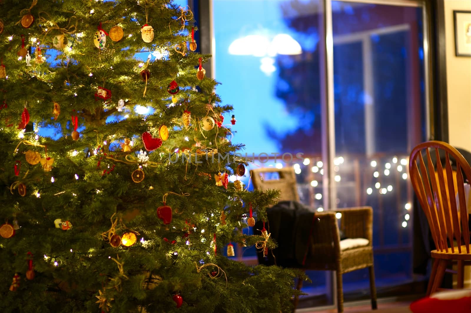 Christmas Dinner - Holiday Decoration, Christmas and Empty Chairs Waiting for Family. Horizontal Photography