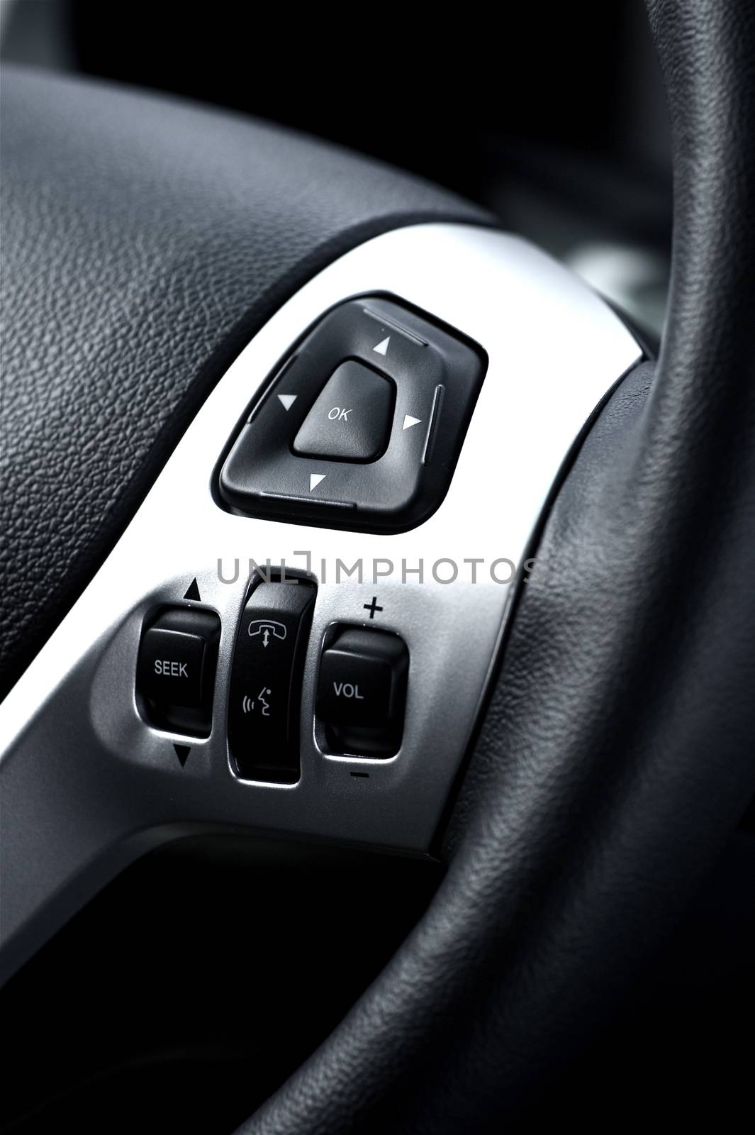 Car Steering Wheel Call Button, Volume Buttons and Multimedia Buttons. Controlling From Steering Wheel. Safety on the Road.