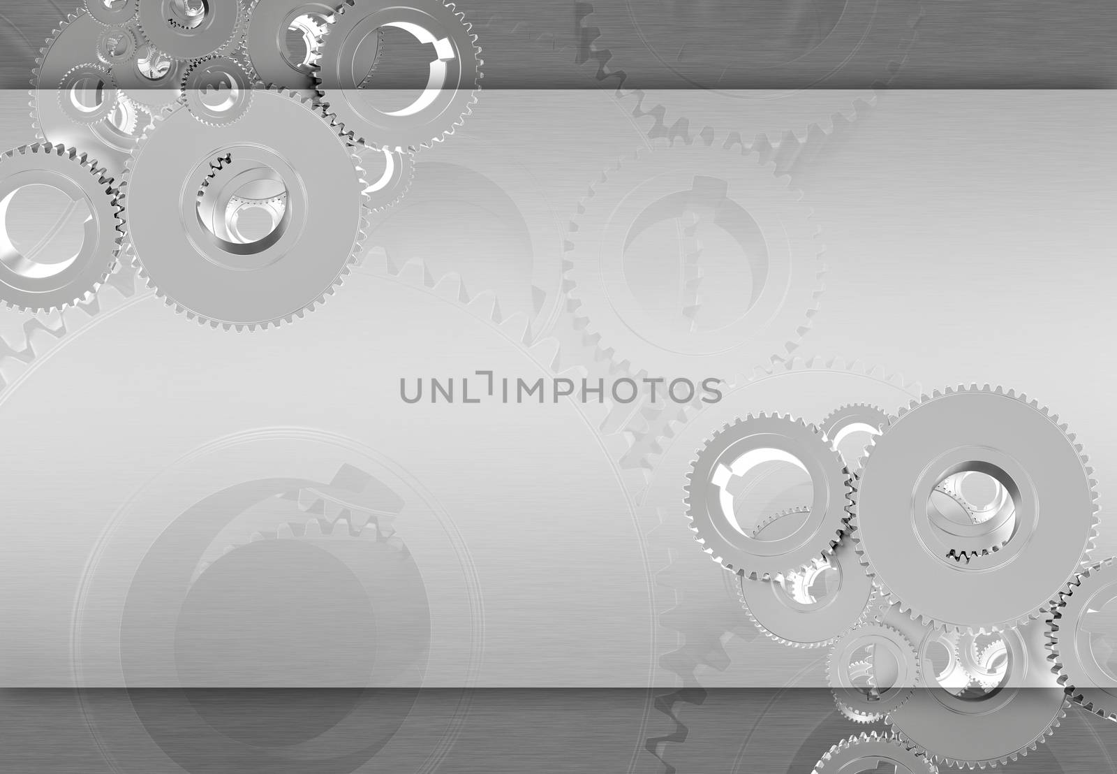 Silver Metallic Gears Background - Technology Metallic Gray/Silver Background with Copy Space.