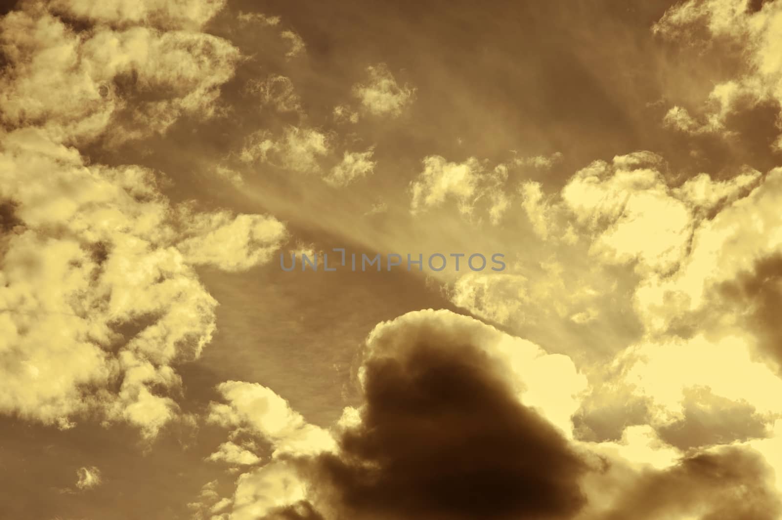 Ordinary Cloudy Sepia Sky Background. Sky Above.