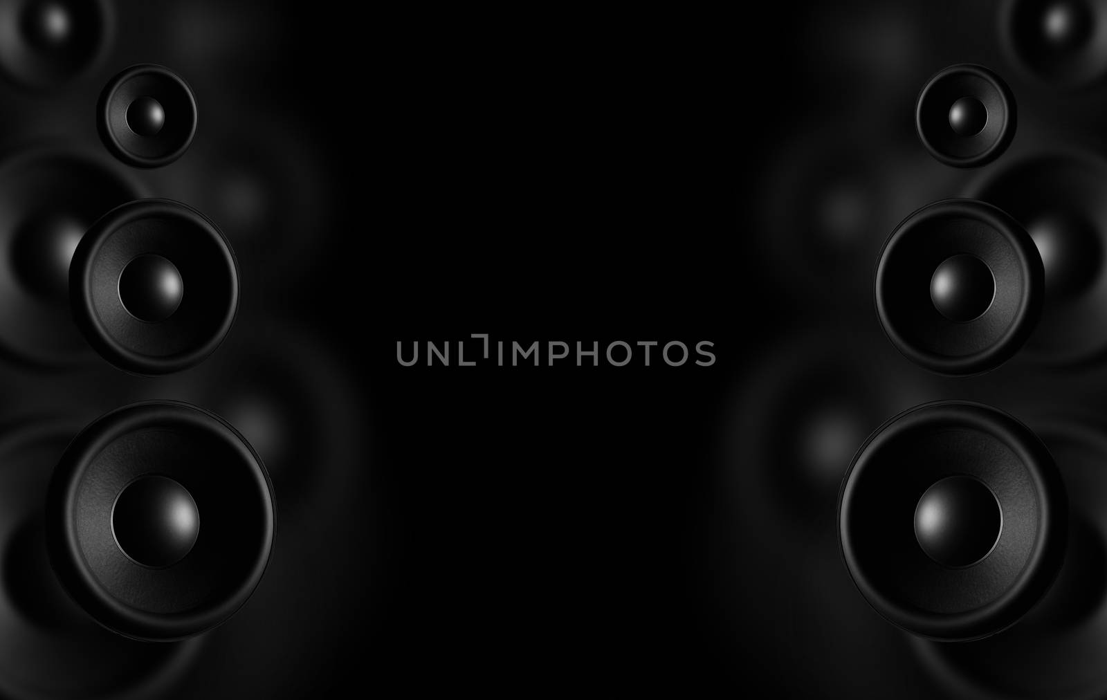 Large Speakers - Black Background. Dark Theme. Music Background Ready For Music Event Poster.