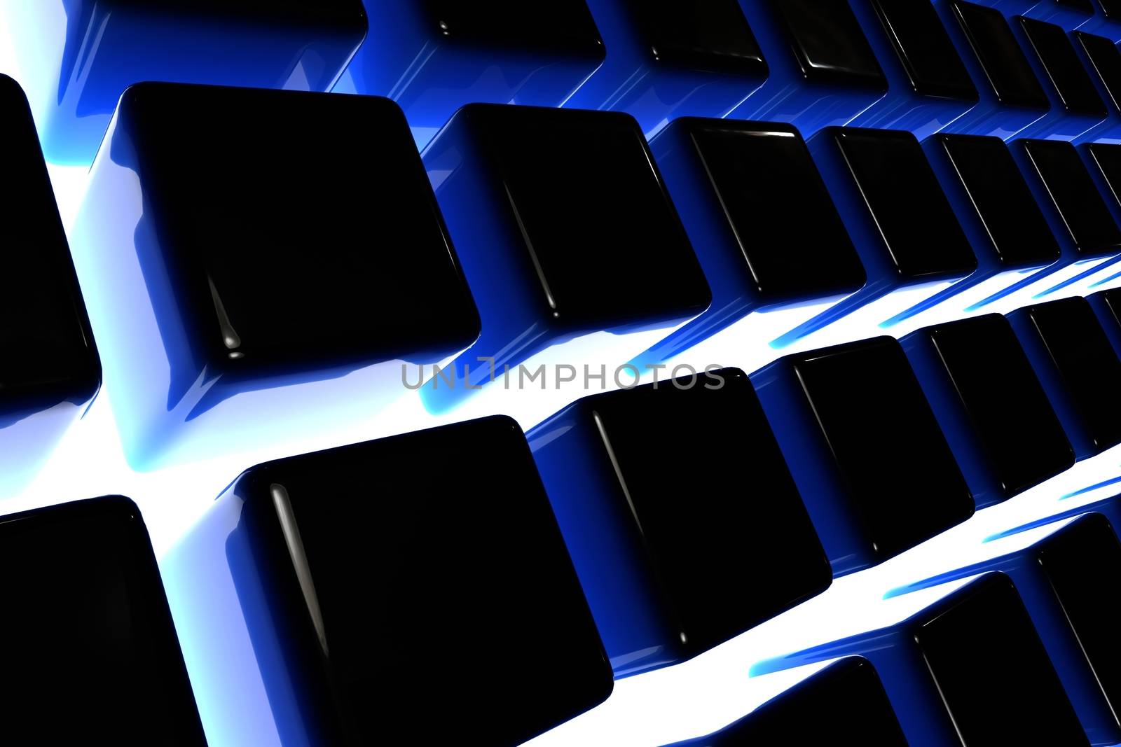 3D Dark Blocks. Dark Blue 3D Blocks and Light Between. 