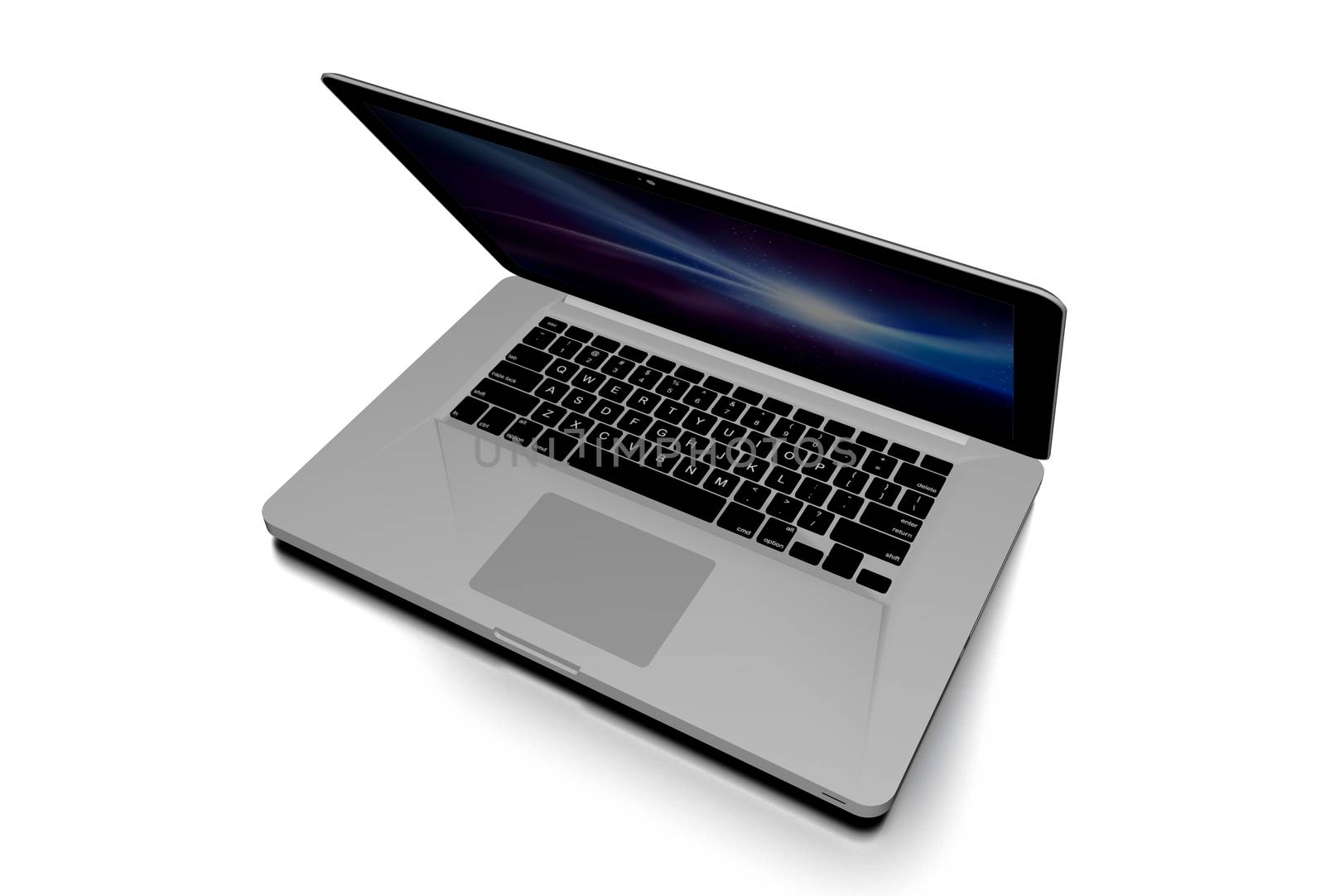 Laptop Isolated on White - Top View. Laptop Computer 3D Render Illustration. Technology Illustrations Collection