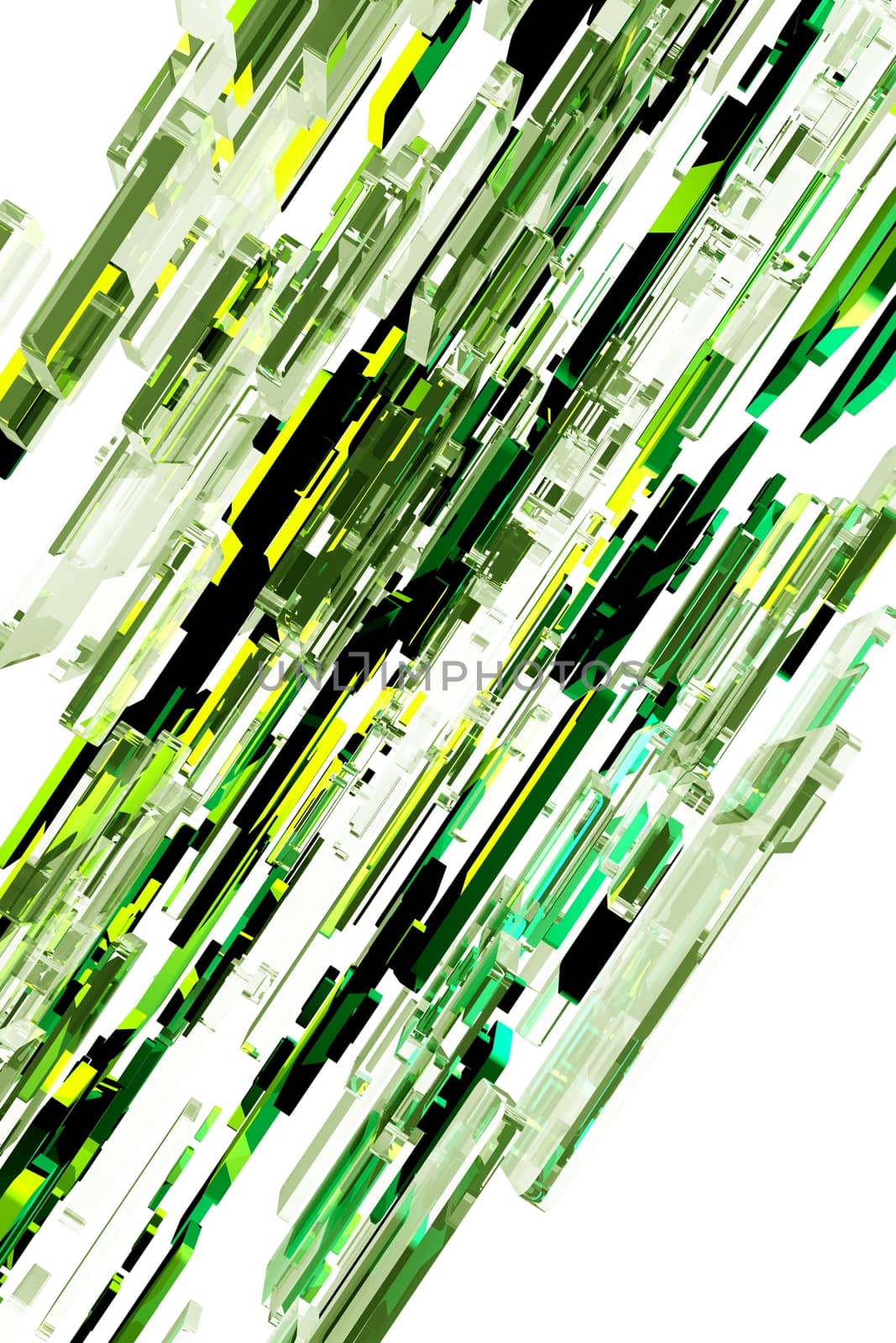 Hi-Tech Background - 3D Green Glass Blocks Background.