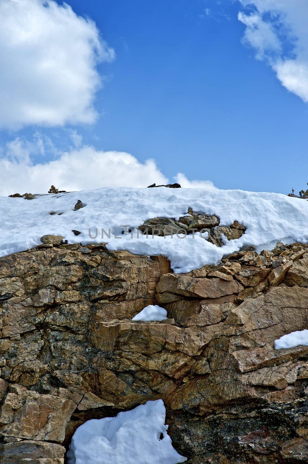 Snow and Rocks Nature Photography. Colorado USA.