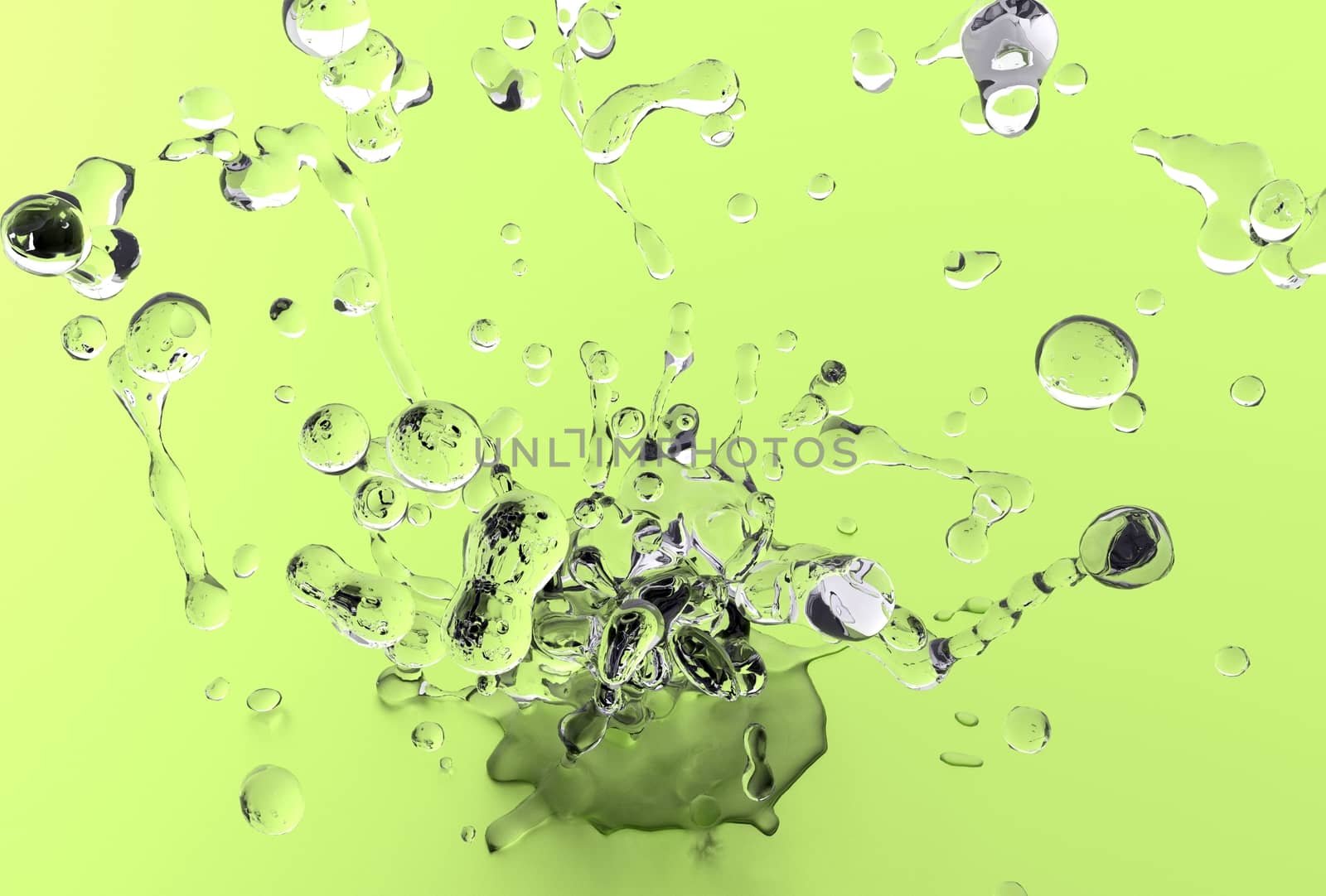 Light Green 3D Water Splash. 3D Render Cool Water Splash Illustration