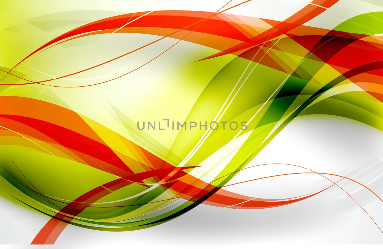 Fluo Red Green Abstract Wavy Background Design.