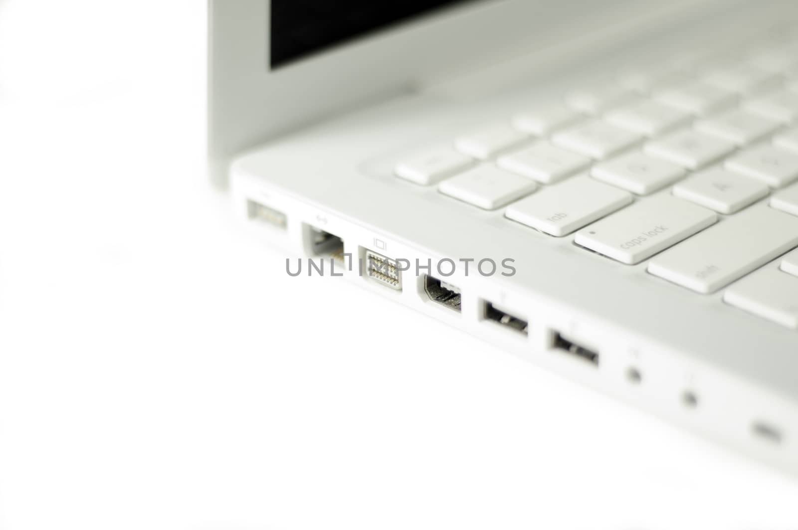 Part of White Laptop Computer. Isolated on White.