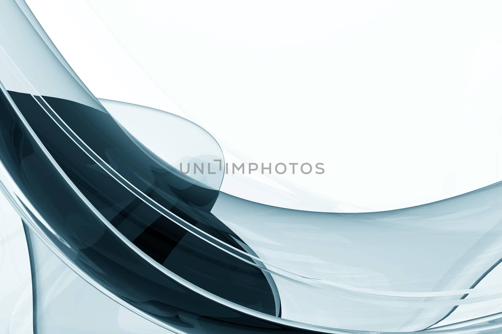 Glassy Wave Element with Solid White Copy Space. Glassy Element Background