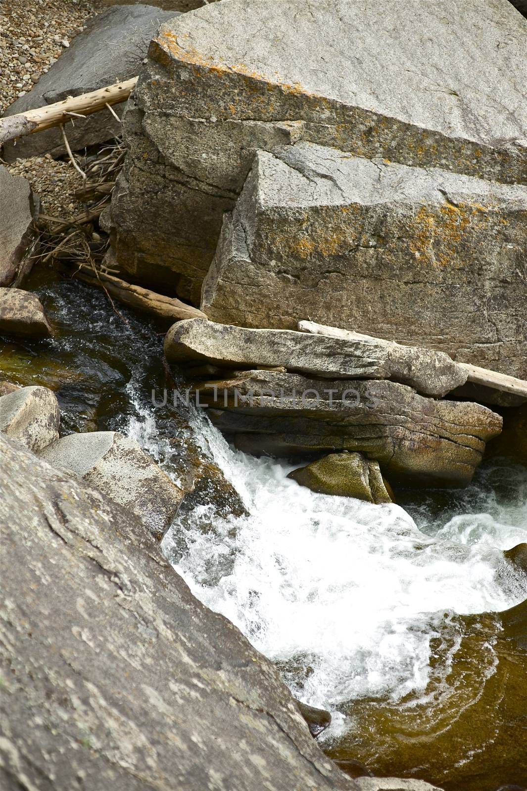 Colorado USA: Rocky Mountain River. Large Rocks in a Water. Colorado Wilderness Photo Collection