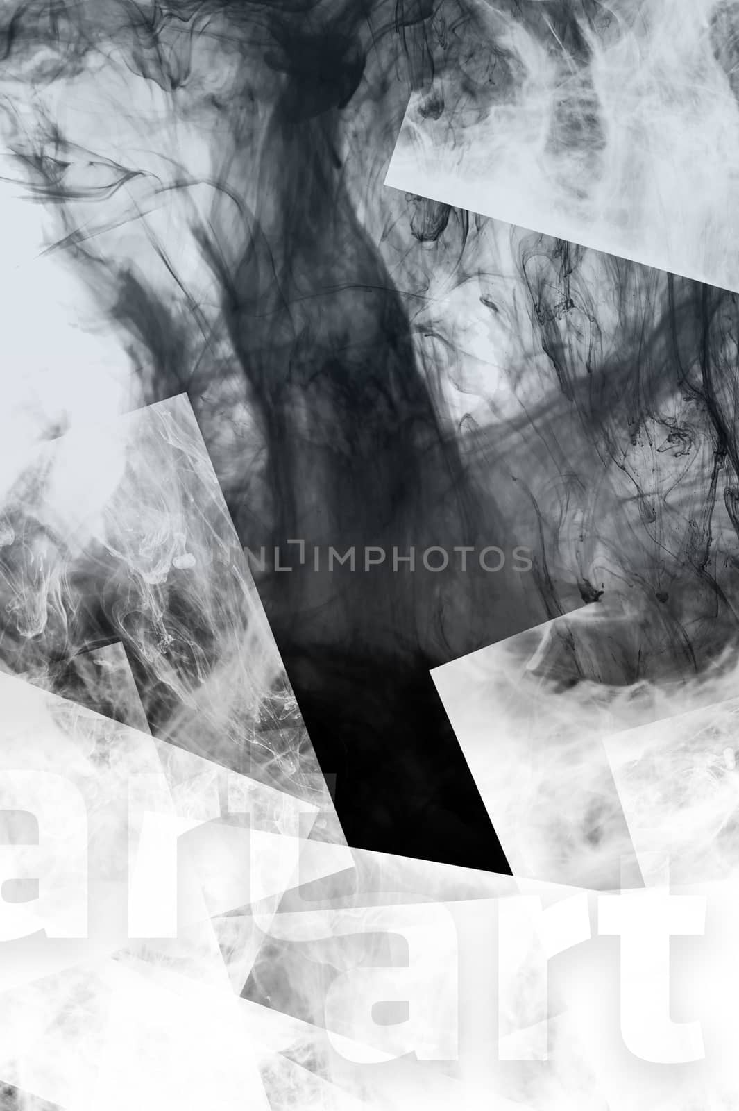 Shapes and Smoke. Abstract Creative Background with Smoke and Square Elements.