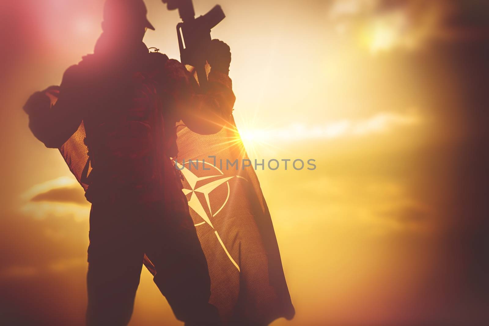 Soldier with NATO Flag by welcomia