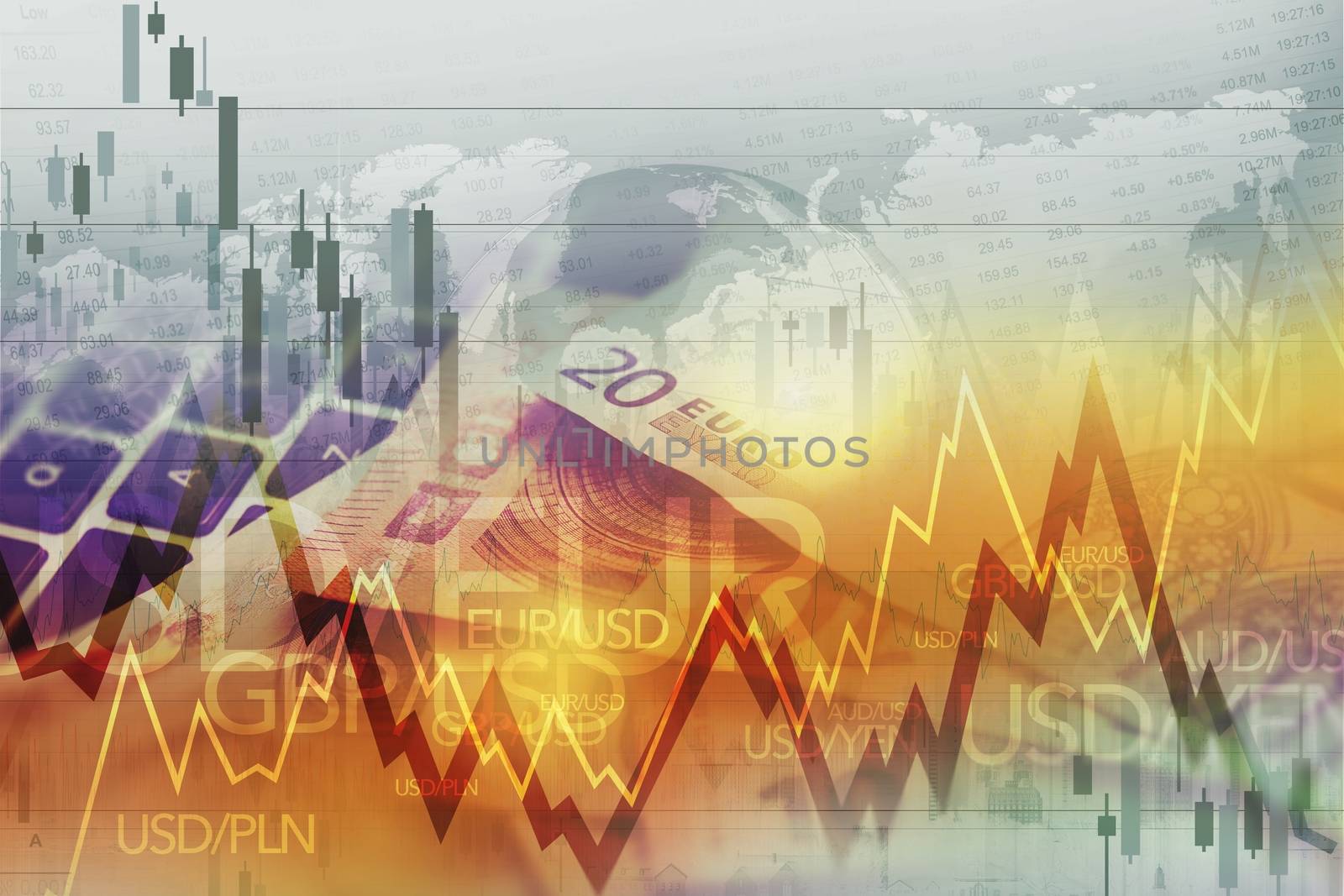 World Currency Forex Trade. Currency Trading Conceptual Graphic.