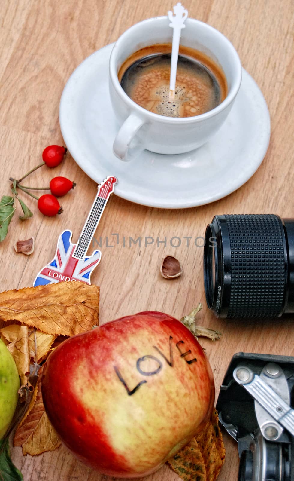 White cup of espresso coffee on background by nehru