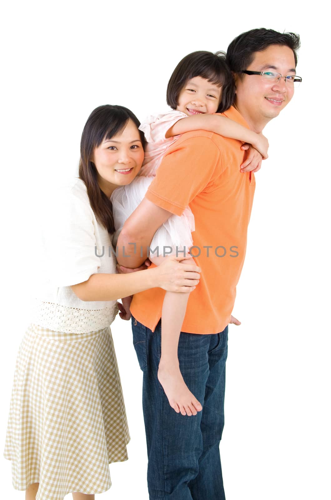 Indoor portrait of beautiful asian family
