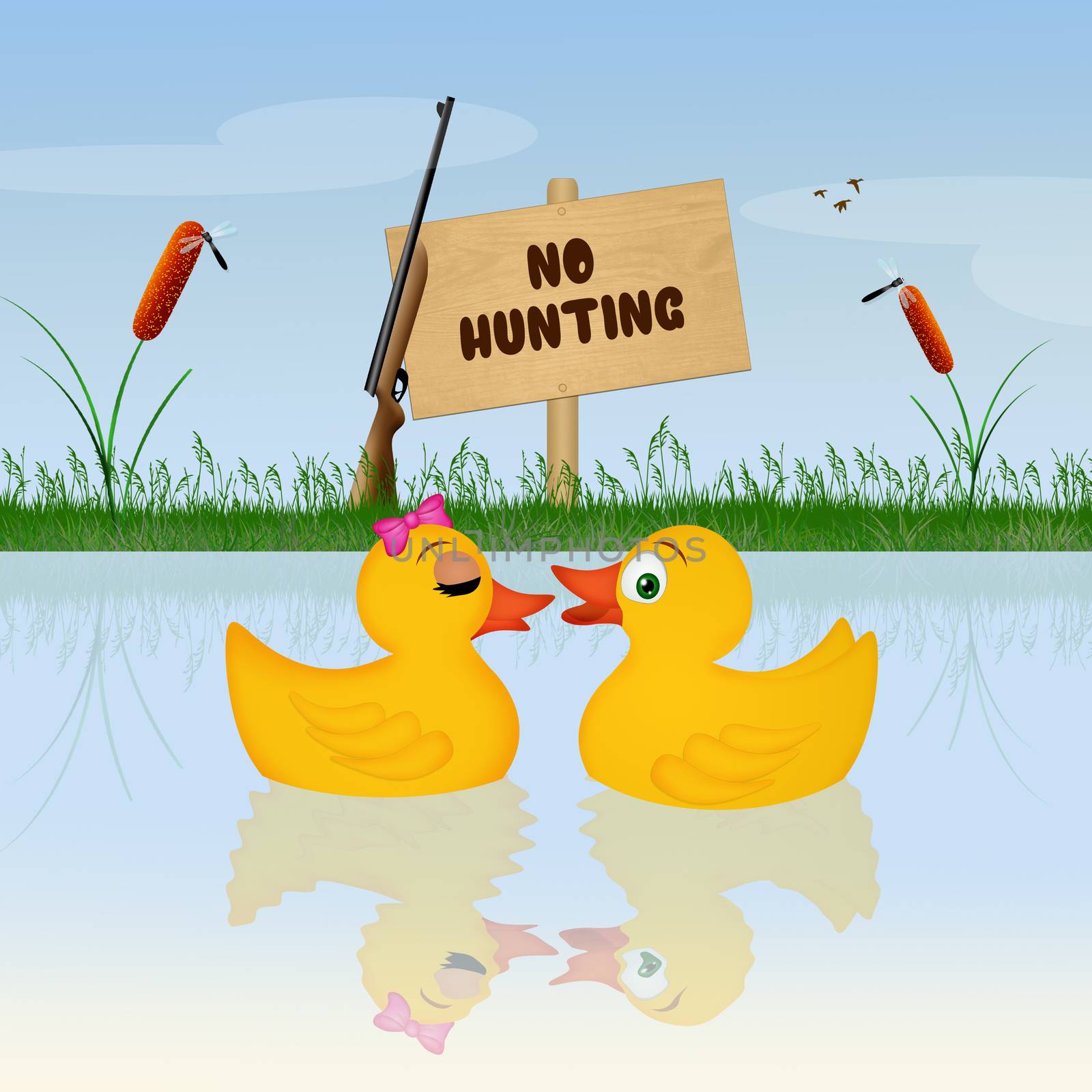 illustration of no hunting
