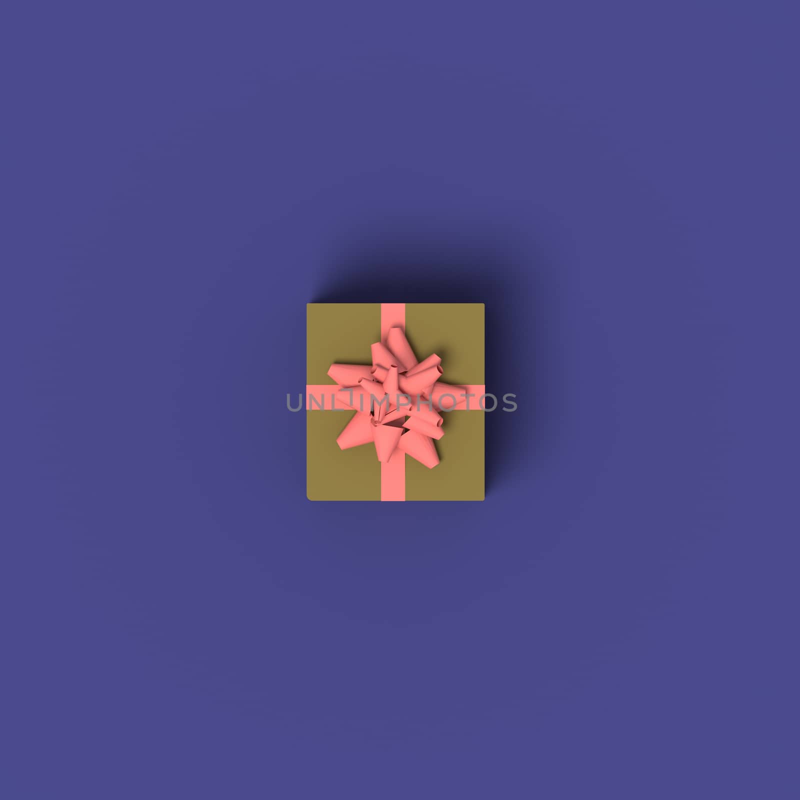 3D RENDERING OF SINGLE GIFT BOX WITH RIBBON FROM TOP VIEW by PrettyTG