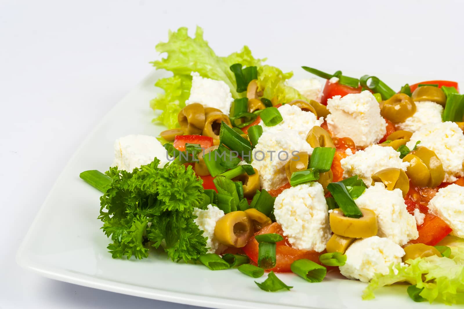 salad with olives pepper and feta cheese
