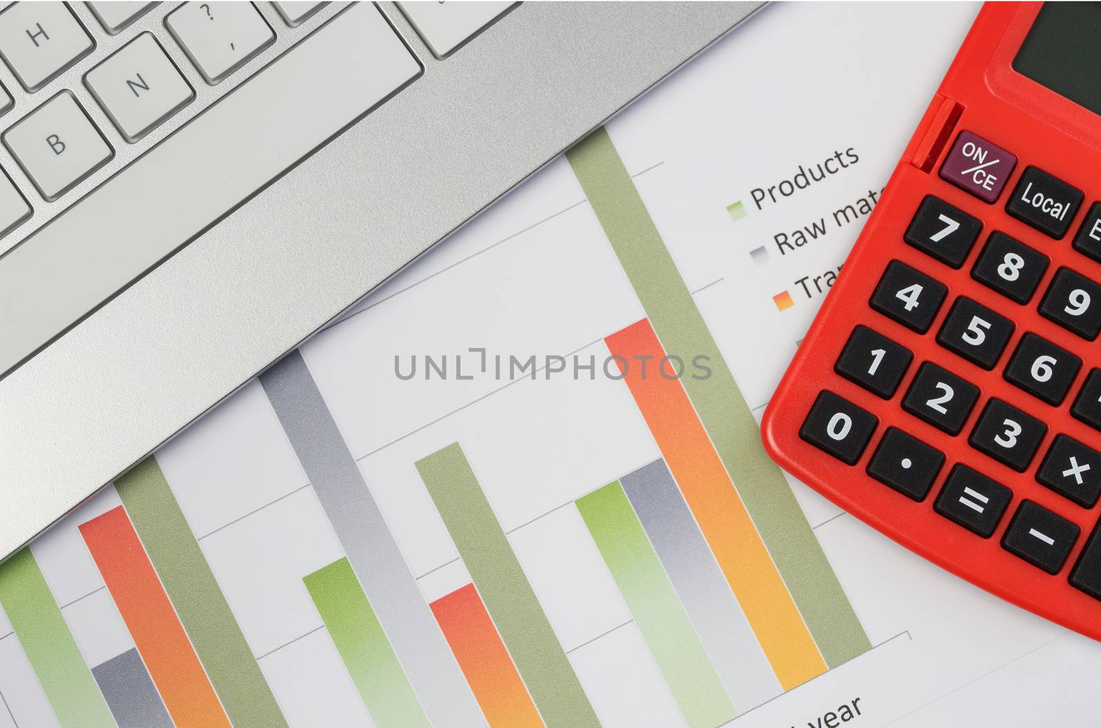 Accounting concept. Analyzing finance report with calculator by pixinoo