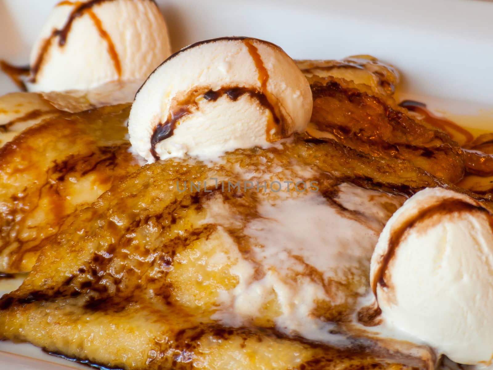 French pancakes ice cream with  honey and caramel  by Pellinni