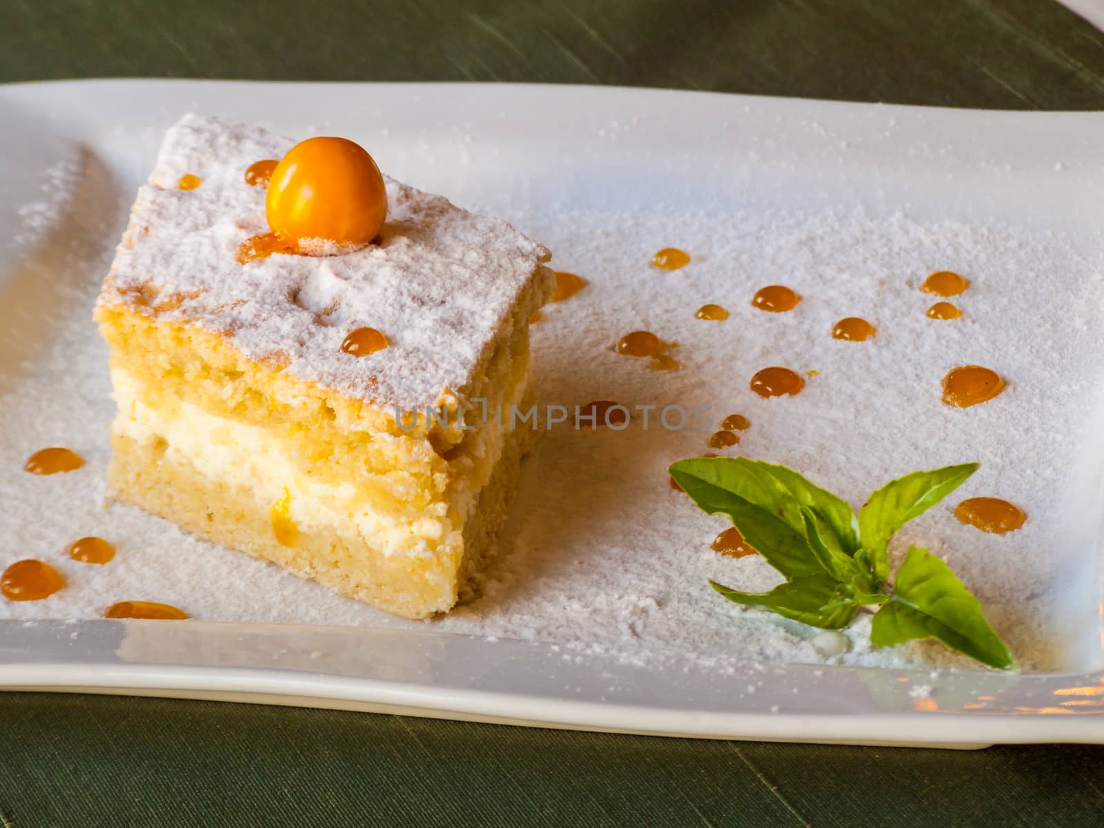 honey cake with cheese and mint by Pellinni