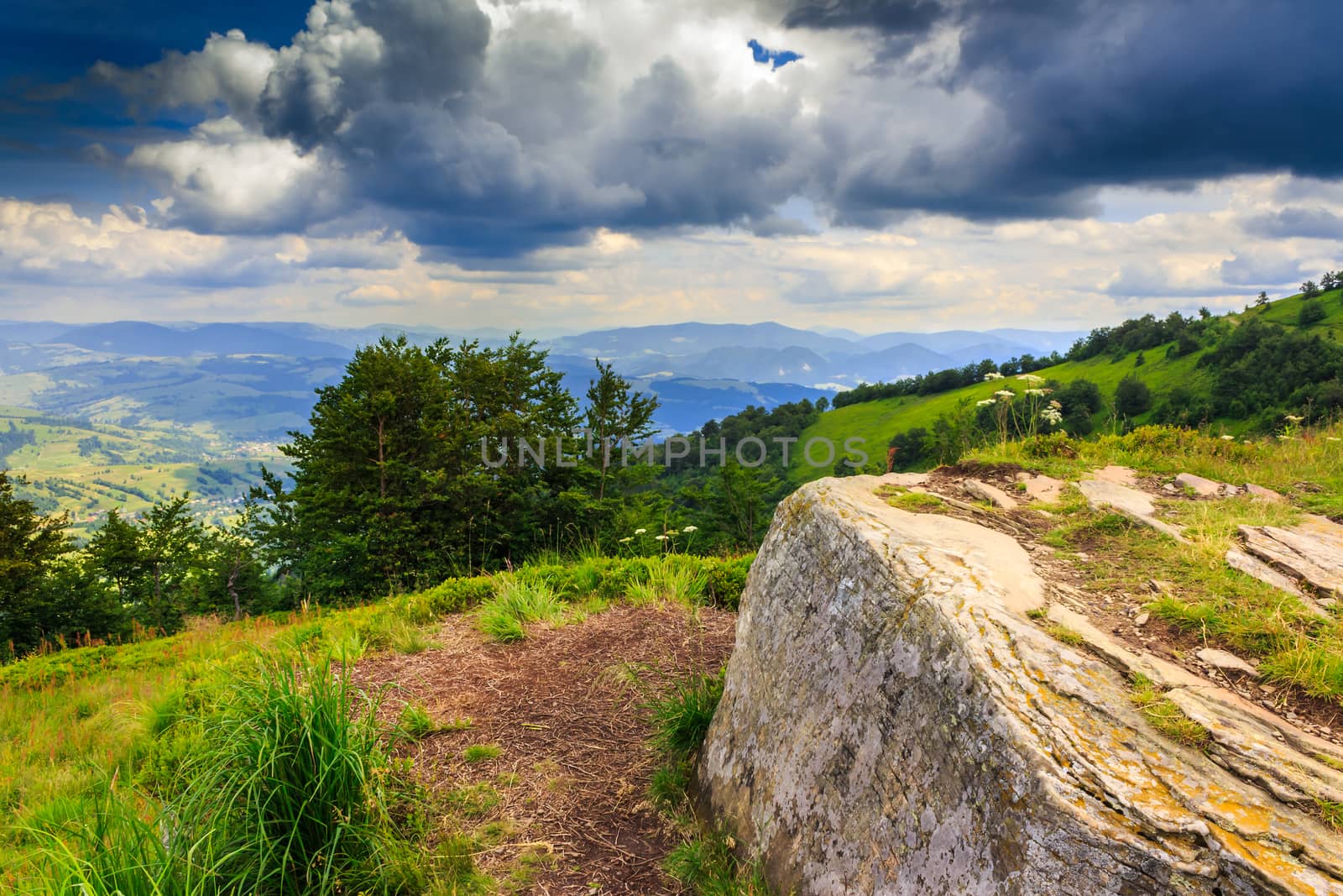 square stone waiting the storm on top of the mountain by Pellinni
