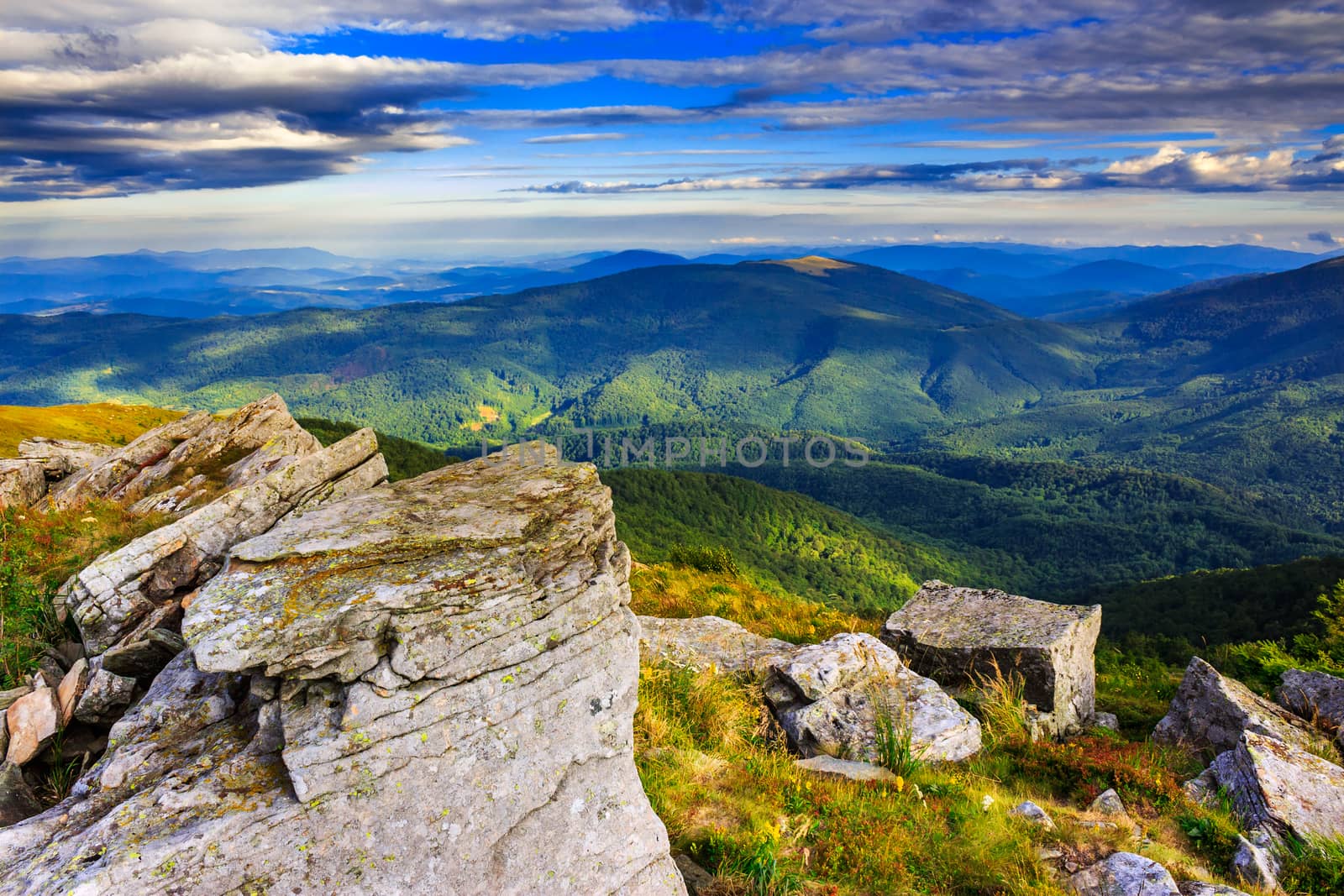 giant stones on the top of mountain meadowslandscape by Pellinni