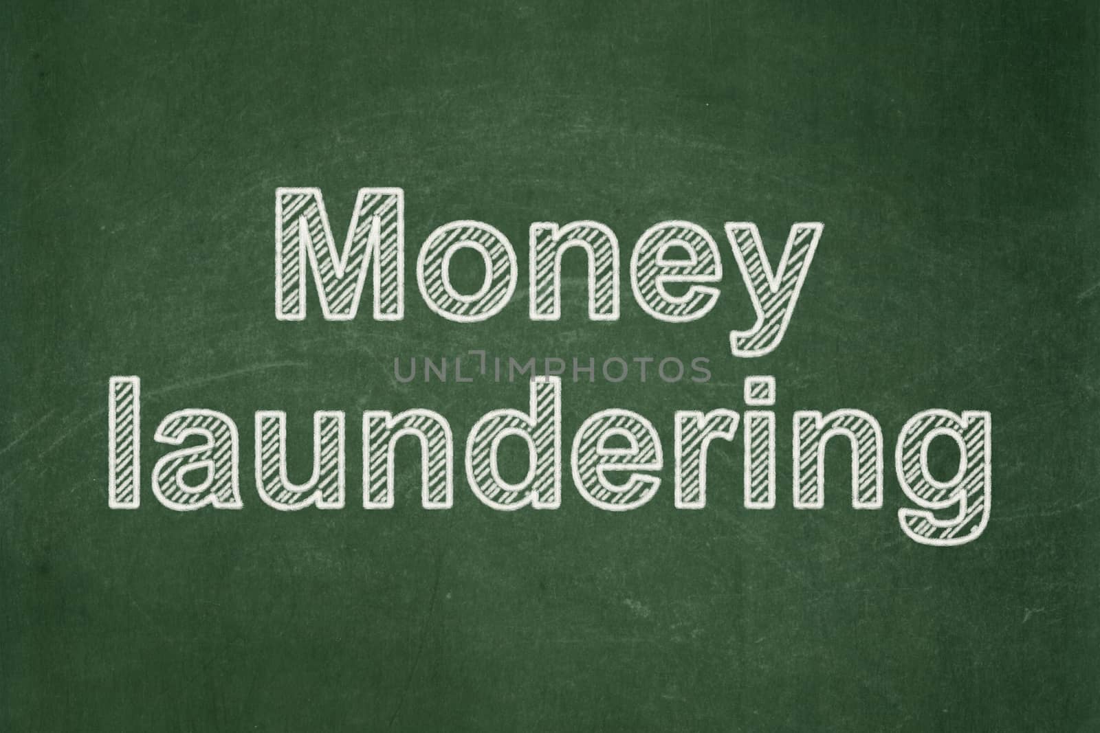 Money concept: text Money Laundering on Green chalkboard background