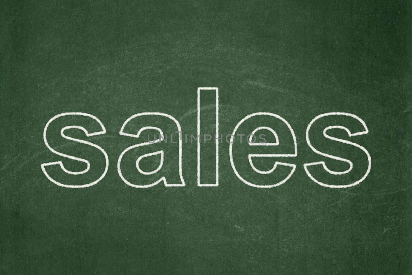 Marketing concept: text Sales on Green chalkboard background