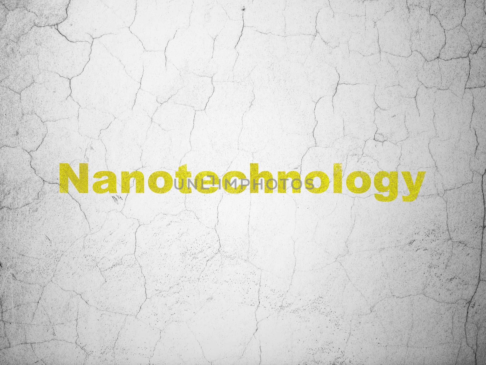 Science concept: Yellow Nanotechnology on textured concrete wall background