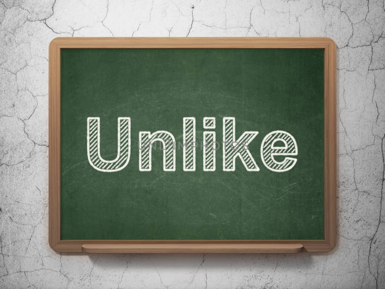 Social media concept: text Unlike on Green chalkboard on grunge wall background, 3D rendering