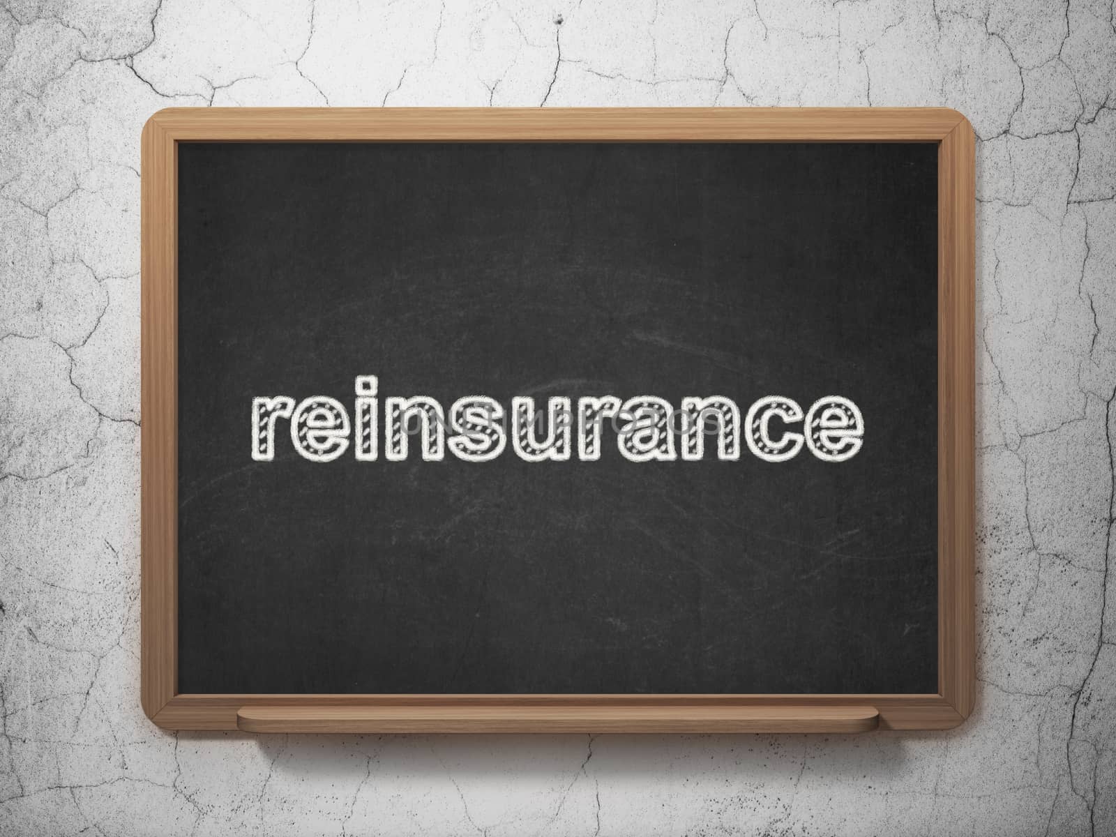 Insurance concept: text Reinsurance on Black chalkboard on grunge wall background, 3D rendering