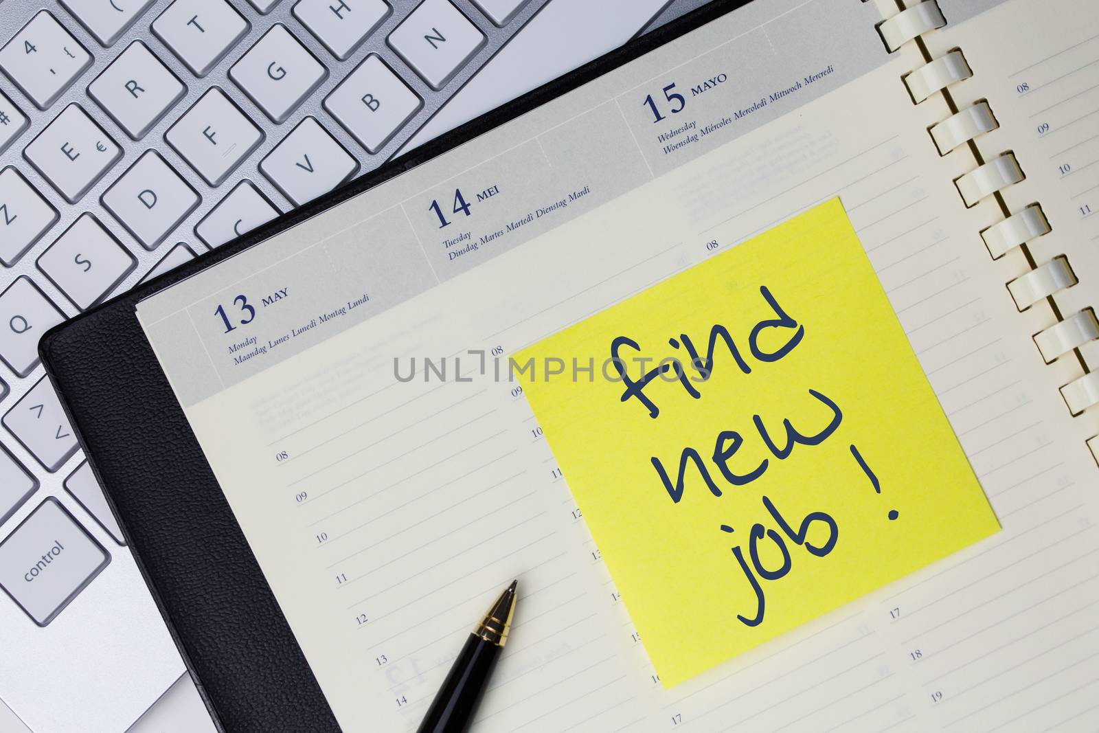 Paper note with the words - Find new job - in business desk. Best business concept by pixinoo