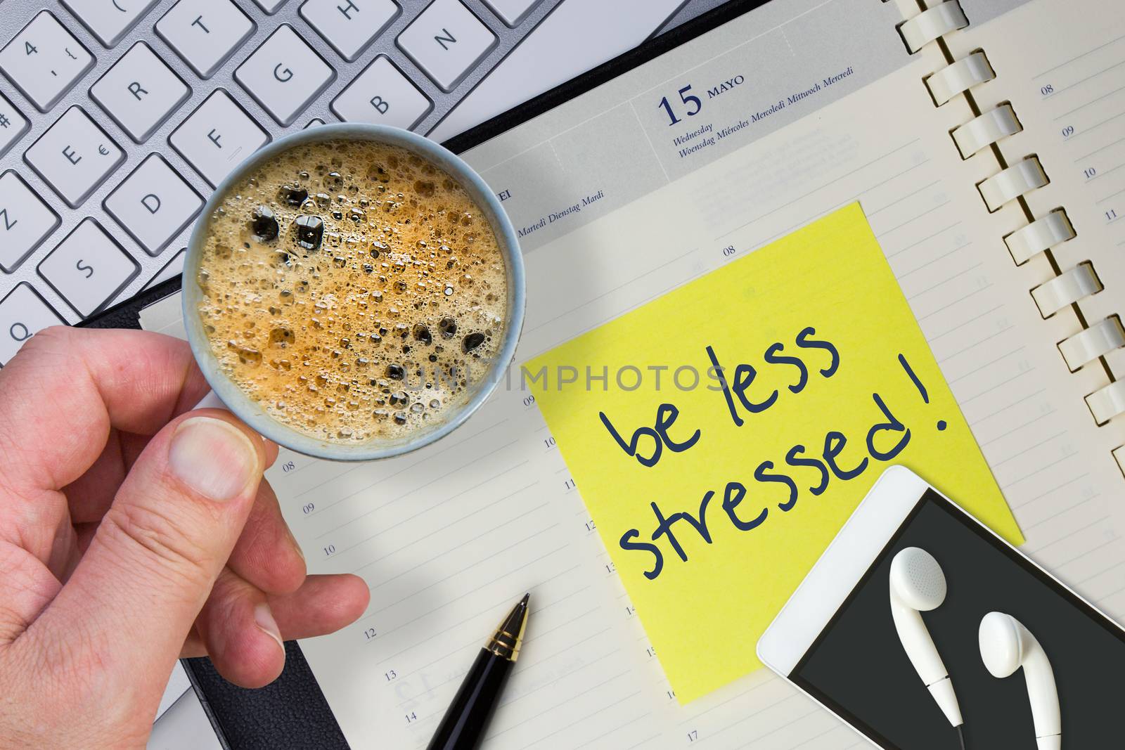 Paper note with the words - Be less Stress - in business desk. How to get better concept