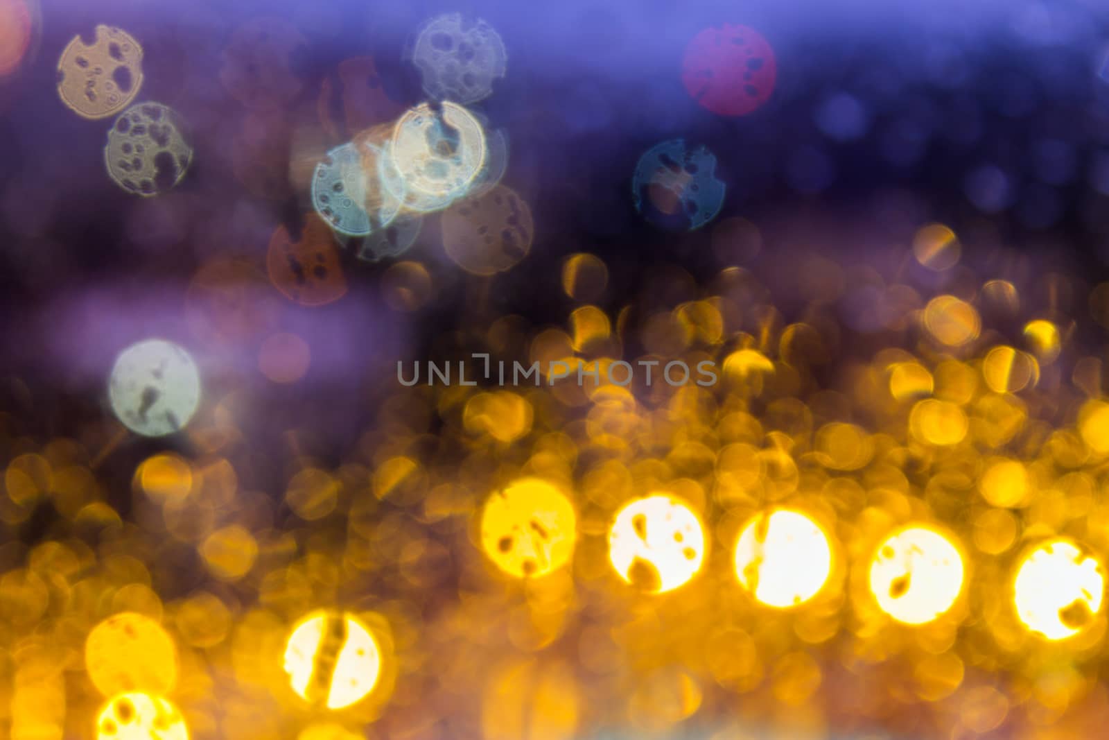 abstract background light, blue and yellow blur cheese balls of different diameters