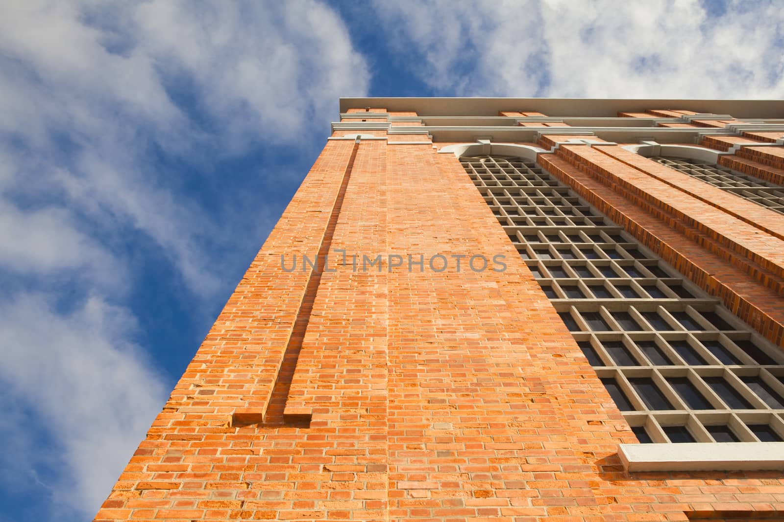 Brick building, lisbon, portugal