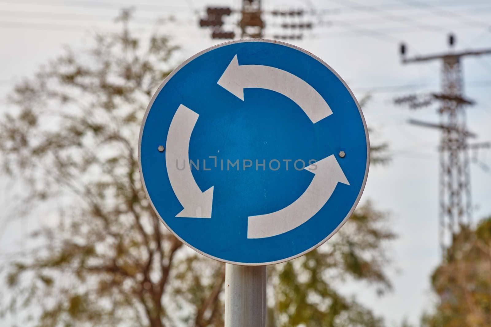 Roundabout road sign