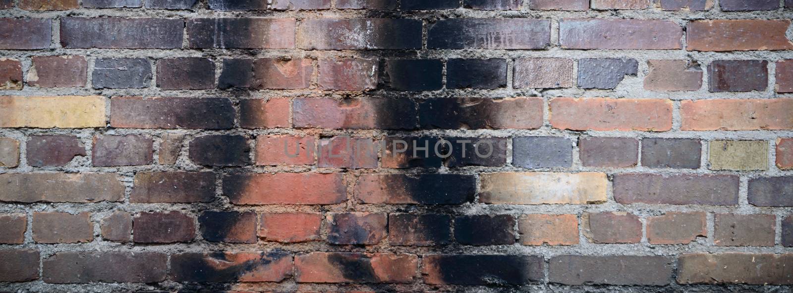 wide angle view of an old wall abandoned factory building