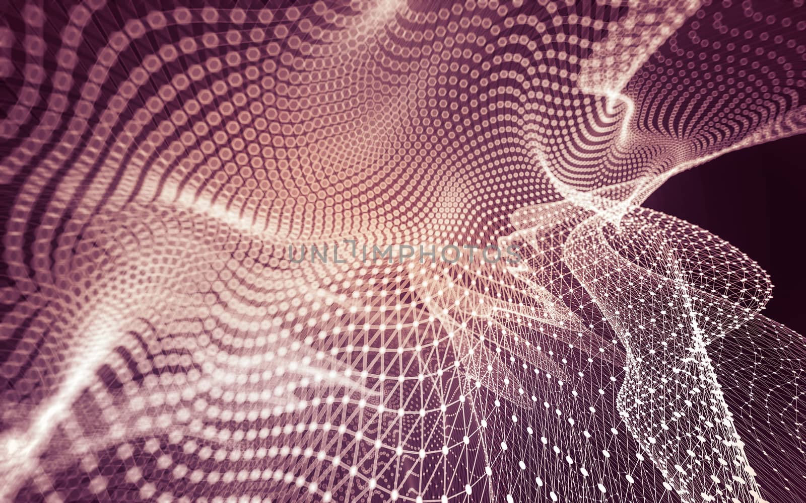 Abstract polygonal space low poly dark background with connecting dots and lines. Connection structure. 3d rendering