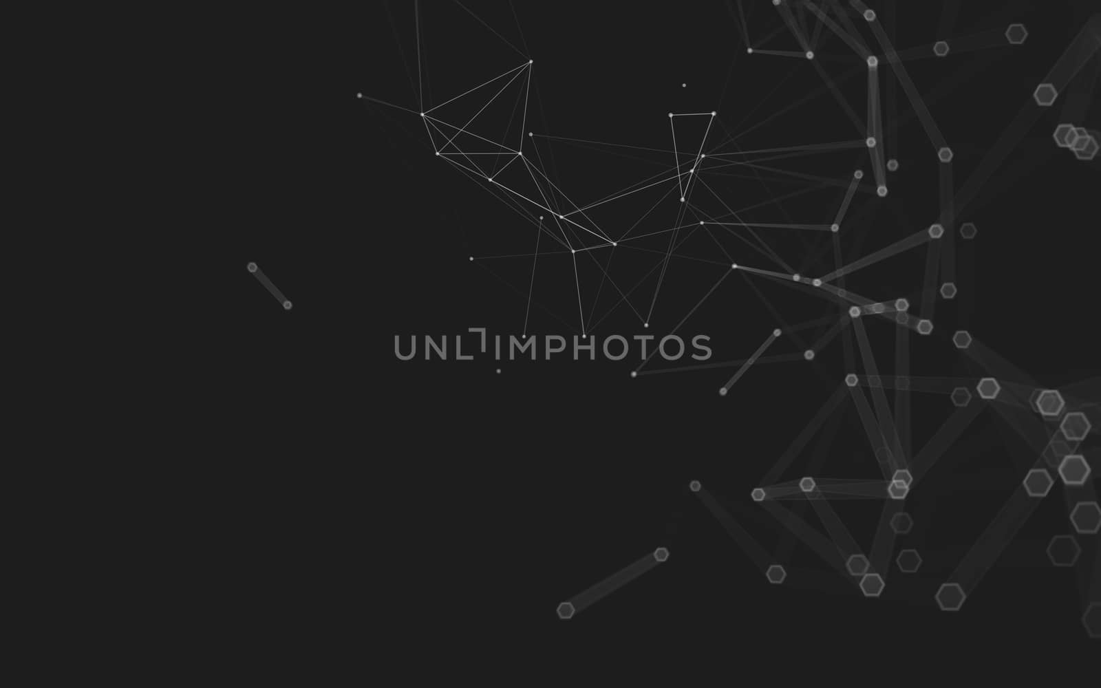 Abstract polygonal space low poly dark background with connecting dots and lines. Connection structure. 3d rendering