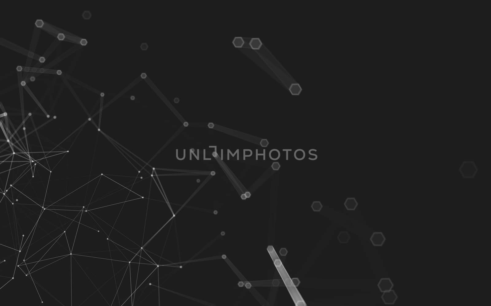 Abstract polygonal space low poly dark background with connecting dots and lines. Connection structure. 3d rendering