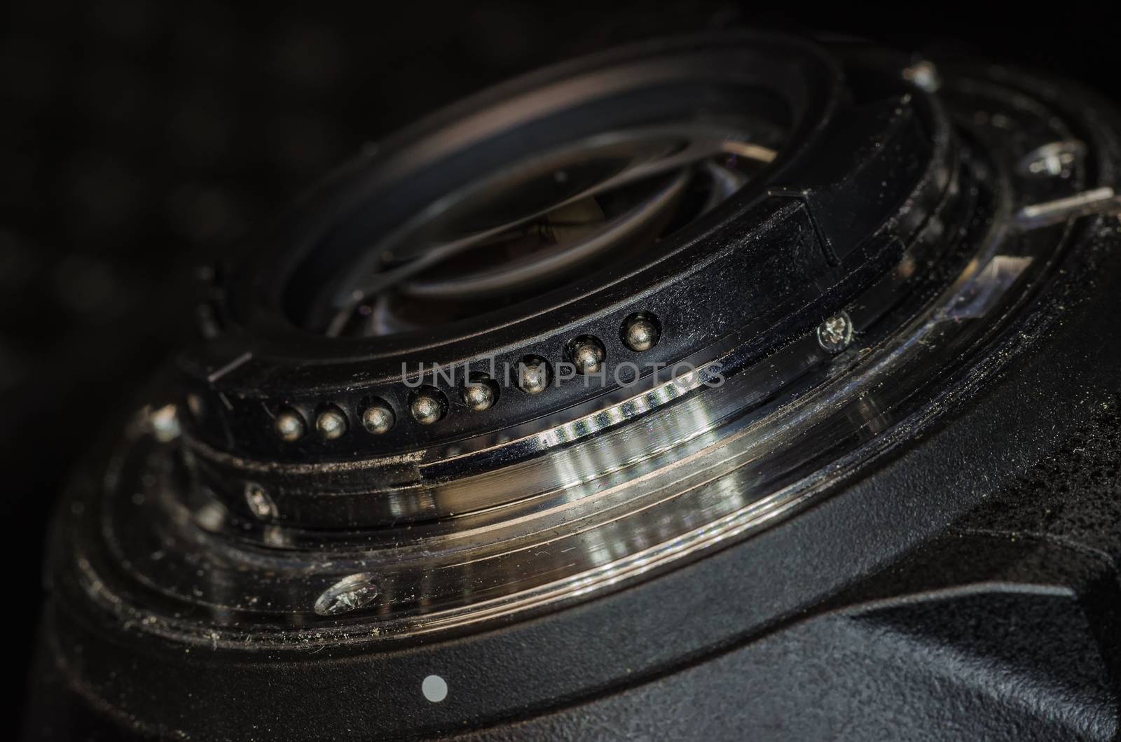 The digital camera lens closeup to design the first pages of magazines