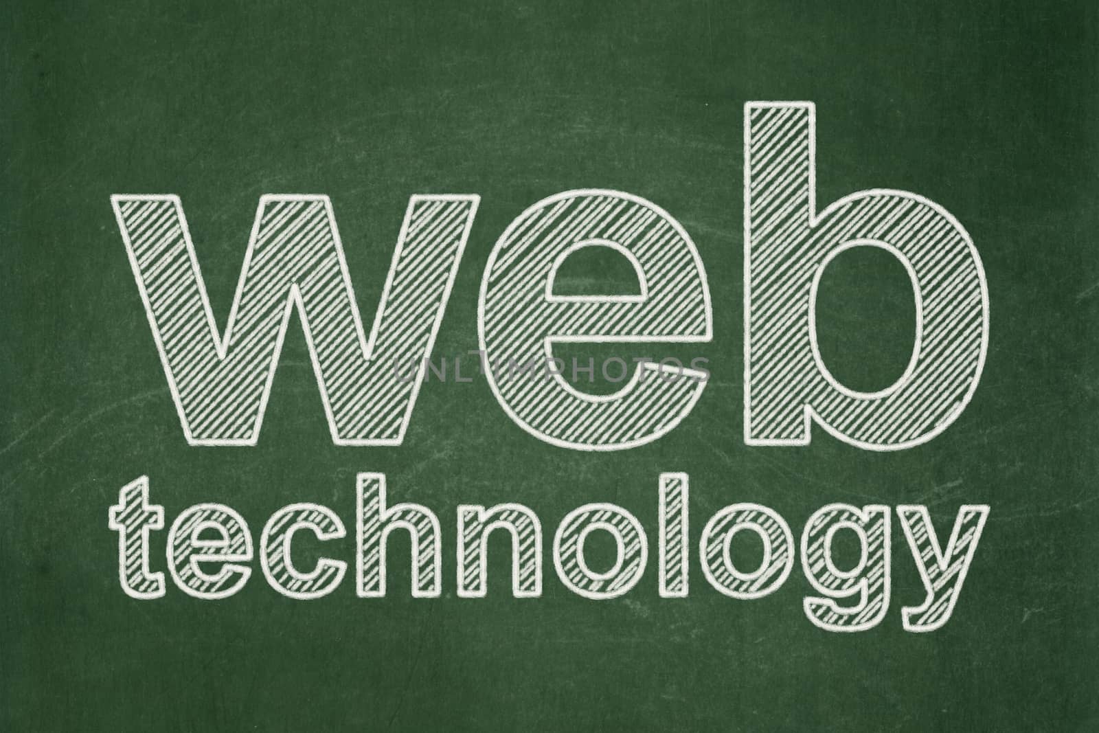 Web design concept: text Web Technology on Green chalkboard background