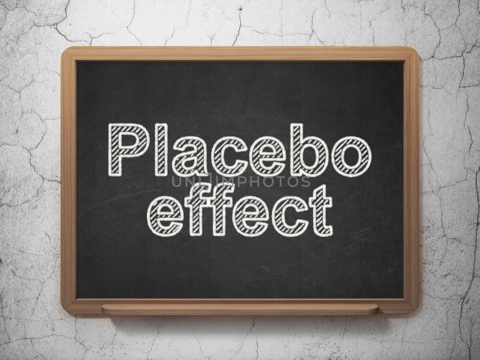 Health concept: text Placebo Effect on Black chalkboard on grunge wall background, 3D rendering