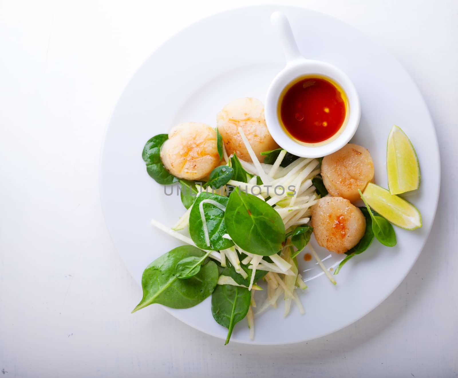 Scallop Salad on a stone plate by supercat67