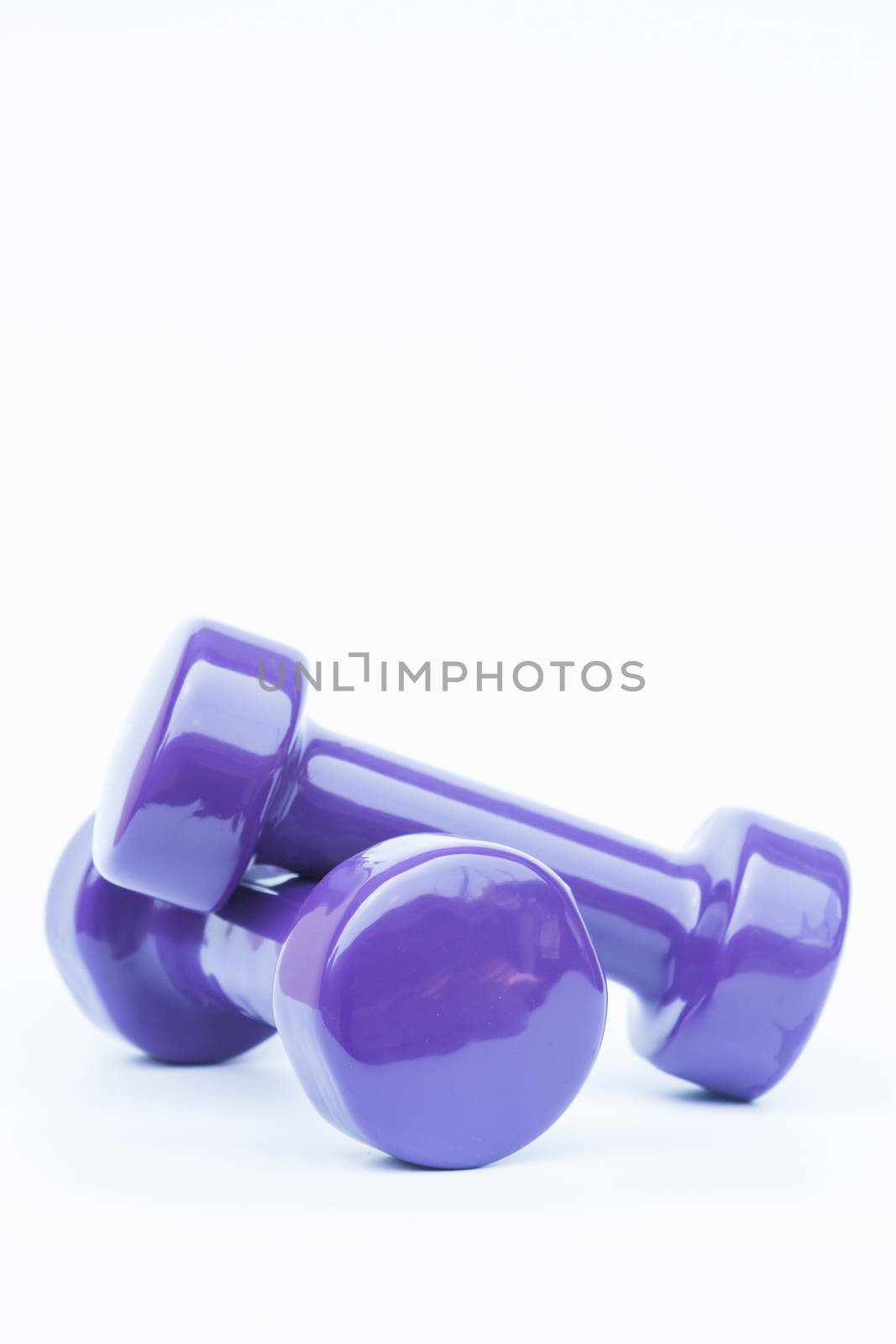 Dumbbell weights isolated on white background, stock photo