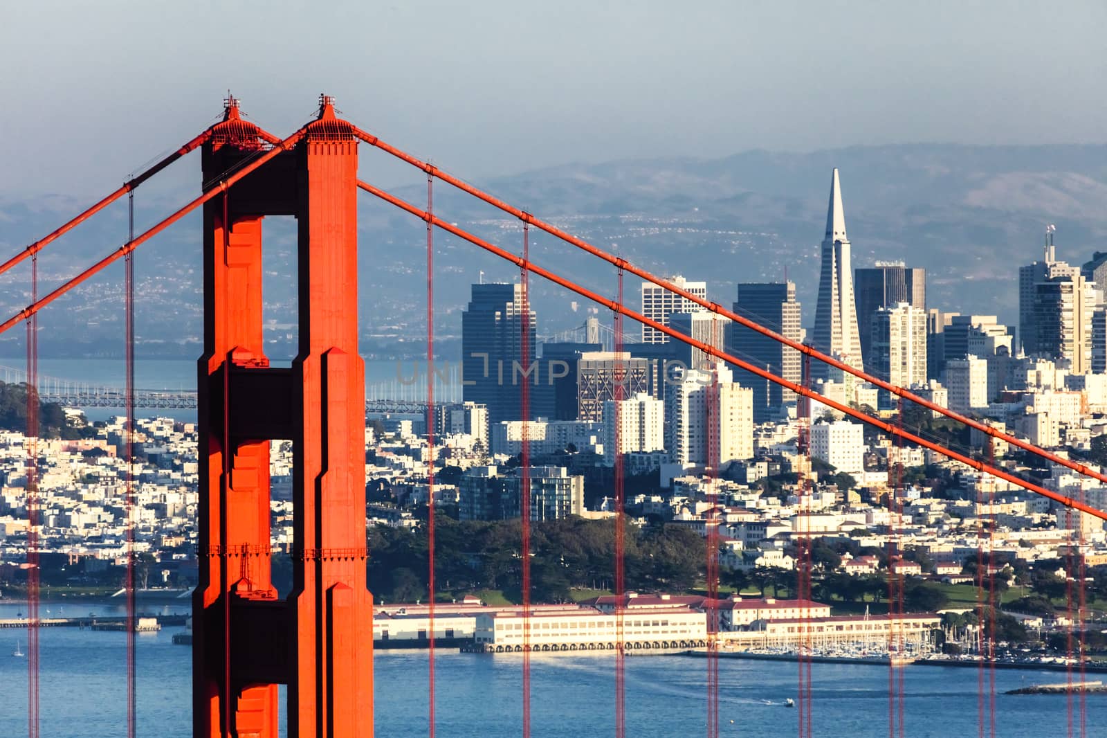 San Francisco from San Francisco Headlands and Golden Gate bridge